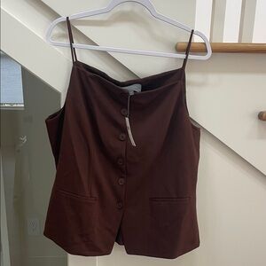 NWT Anthropologie Sunday in Brooklyn Brown Button-Down Women's Top